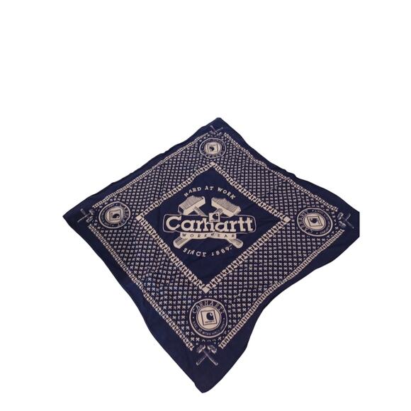 Carhartt Bandana Blue Tools Handkerchief Workwear Graphic Logo 21x20 Cotton USA - Picture 1 of 2